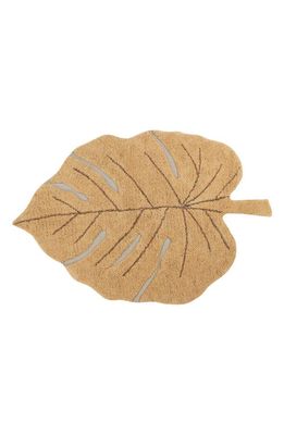 Lorena Canals Monstera Leaf Washable Area Rug in Honey Soil Brown Olive
