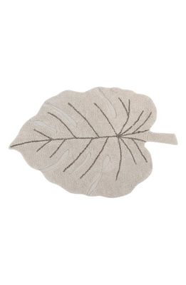 Lorena Canals Monstera Leaf Washable Area Rug in Natural Soil Brown