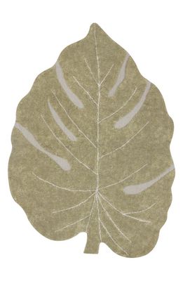 Lorena Canals Monstera Washable Cotton Blend Rug in Olive Natural Honey