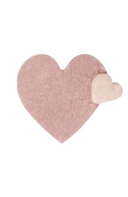 Lorena Canals Puffy Love Heart Washable Cotton Blend Rug & Pillow Set in Blush