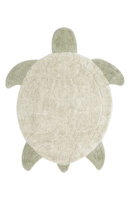 Lorena Canals Sea Turtle Washable Recycled Cotton Blend Rug in Natural Olive