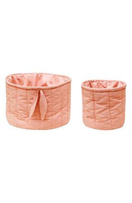 Lorena Canals Set of 2 Quilted Cotton Baskets in Vintage Coral