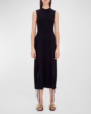 Lorena Lace-Up Knit Sleeveless Midi Dress