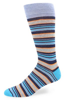 Lorenzo Uomo Cape Stripe Dress Socks in Denim