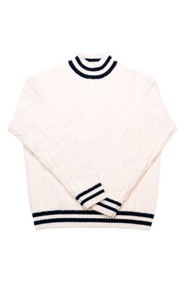 Lorenzo Uomo Men's Cable Stitch Wool & Cashmere Sweater in Cream