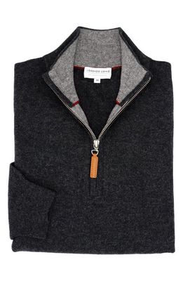 Lorenzo Uomo Men's Quarter Zip Wool & Cashmere Sweater in Dark Grey 