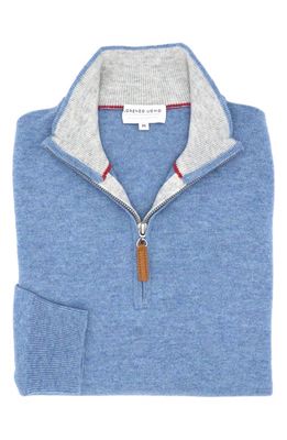 Lorenzo Uomo Men's Quarter Zip Wool & Cashmere Sweater in Dusty Blue