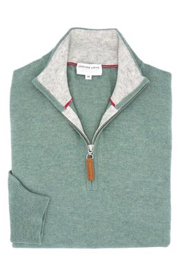 Lorenzo Uomo Men's Quarter Zip Wool & Cashmere Sweater in Sage