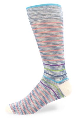 Lorenzo Uomo Space Dye Stripe Dress Socks in Aqua