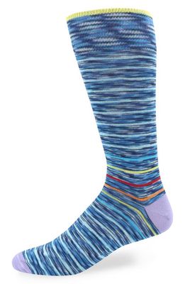 Lorenzo Uomo Space Dye Stripe Dress Socks in Denim