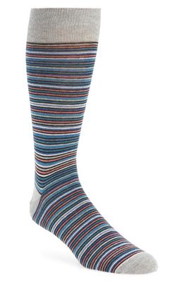 Lorenzo Uomo Stripe Dress Socks in Grey