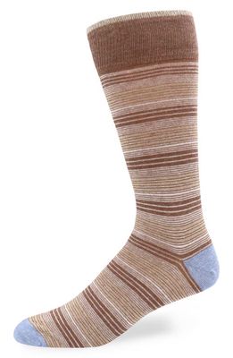 Lorenzo Uomo Stripe Dress Socks in Taupe