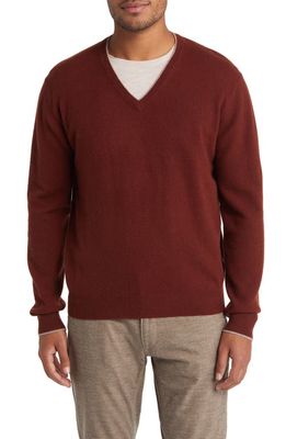 Lorenzo Uomo Tipped Merino Wool Sweater in Rust 