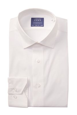 Lorenzo Uomo Travel Cotton Stretch Trim Fit Dress Shirt in White