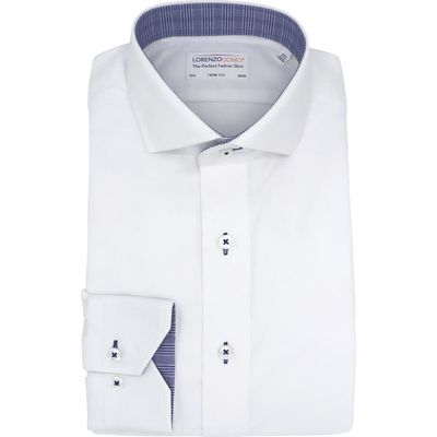 Lorenzo Uomo Trim Fit Cotton Dress Shirt in White 