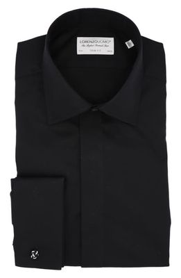 Lorenzo Uomo Trim Fit Solid Tuxedo Shirt in Black