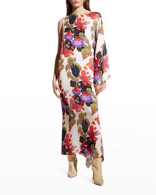 Loretta Draped Floral-Print Maxi Dress