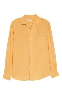 LORO PIANA Andre Arizona Linen Button-Up Shirt in Apricot Punch