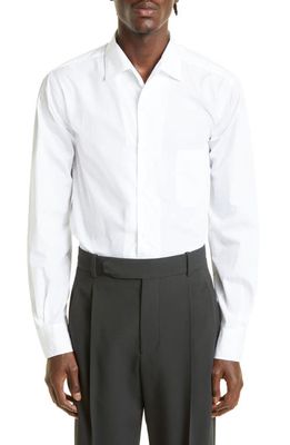 LORO PIANA Andre Cotton Poplin Button-Up Shirt in Optical White