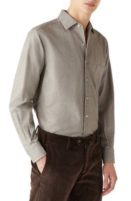 LORO PIANA Andre Yarn Dyed Cotton Button-Up Shirt in 50Lzwild Olive Green