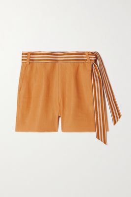 Loro Piana - Antigua Belted Linen Shorts - Orange