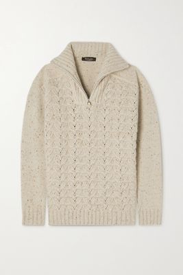 Loro Piana - Cable-knit Baby Cashmere Half-zip Sweater - Neutrals