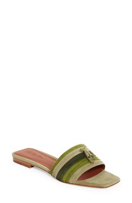 LORO PIANA Charms Pleated Slide Sandal in F3Ux Fancy Matcha Tea