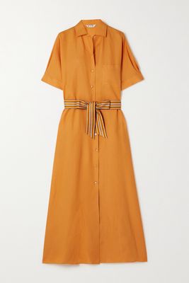 Loro Piana - Clarissa Belted Linen Shirt Dress - Orange