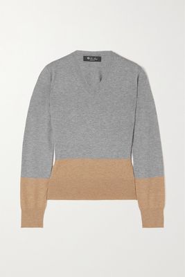 Loro Piana - Color-block Cashmere Sweater - Gray