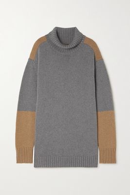 Loro Piana - Color-block Cashmere Turtleneck Sweater - Gray
