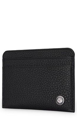 LORO PIANA Crest Logo Grained Calfskin Card Holder in Blue Navy