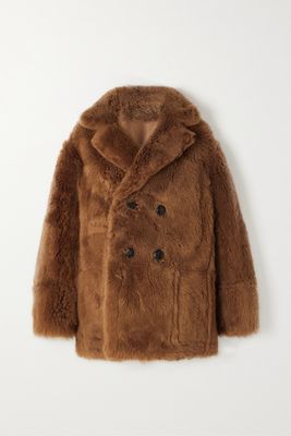 Loro Piana - Double-breasted Reversible Shearling And Leather Coat - Brown