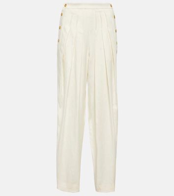 Loro Piana High-rise tapered linen and wool pants