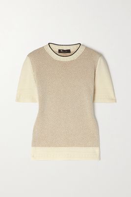 Loro Piana - Honeycomb-knit Cashmere T-shirt - Cream