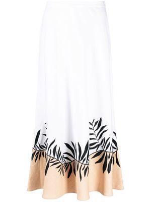 Loro Piana leaf-print A-line skirt - White