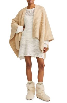 LORO PIANA Long Sleeve Cashmere & Silk Sweater Minidress in 1000 White
