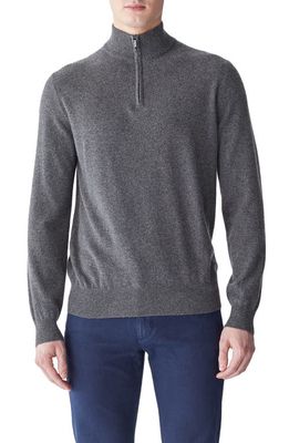 LORO PIANA Mezzozollo Quarter Zip Cashmere Sweater in Grey Melange