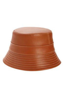 LORO PIANA Mina Leather Bucket Hat in Warm Tan