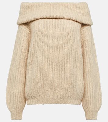 Loro Piana Off-shoulder ribbed-knit cashmere sweater