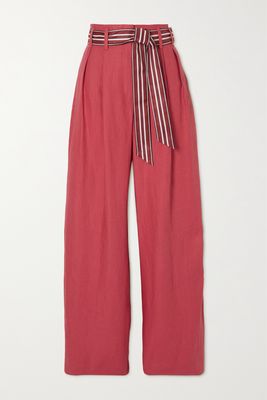 Loro Piana - Pleated Linen Wide-leg Pants - Pink