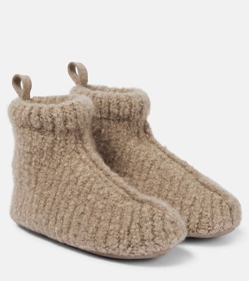 Loro Piana Ribbed-knit cashmere slippers