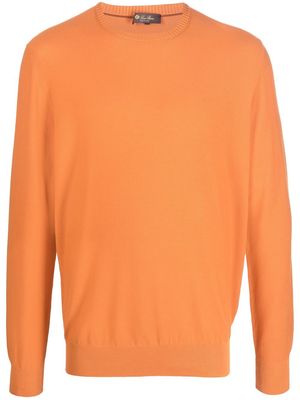 LORO PIANA ribbed-trim cotton-silk jumper - Orange