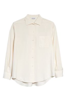 LORO PIANA Silk Poplin Button-Up Blouse in 1000 White