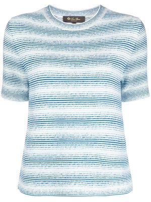 LORO PIANA striped silk-cotton top - Blue