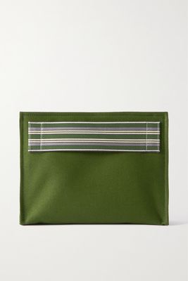 Loro Piana - Suitcase Striped Cotton And Linen-blend Canvas Clutch - Green