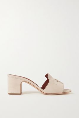 Loro Piana - Summer Charms Embellished Suede Mules - Neutrals