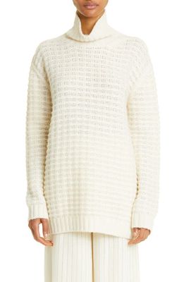 Loro Piana Textured Stitch Cashmere & Silk Turtleneck Sweater in 1230 Nougat