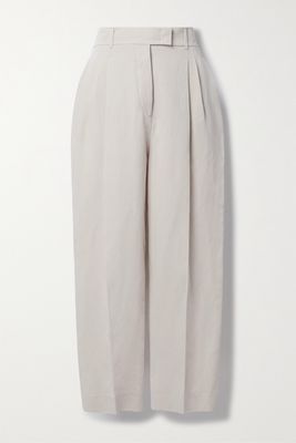 Loro Piana - Wybie Cropped Pleated Wool-blend Twill Wide-leg Pants - Neutrals