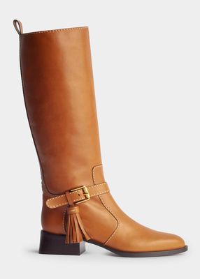 Lory Leather Tassel Riding Boots