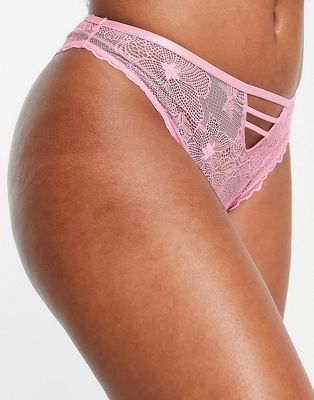 Lost Ink lace high waist cut out brief in pink